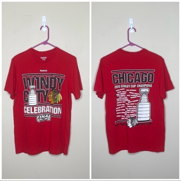 Chicago Blackhawks T Shirt Windy City Celebration Stanley Cup Champions - Picture 1 of 4